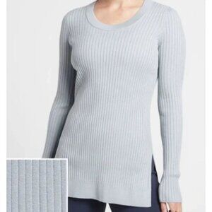 Athleta US Women Size XXS Lincoln Park Sweater Ribbed Glacial Blue Poly/Lyocell
